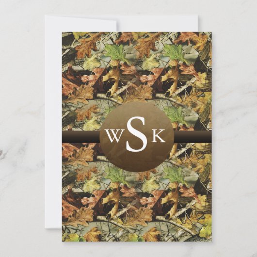 Monogram Camouflage Wedding Kaart (Voorkant)