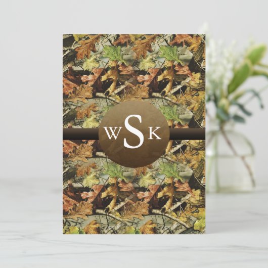 Monogram Camouflage Wedding Kaart (Staand voorkant)