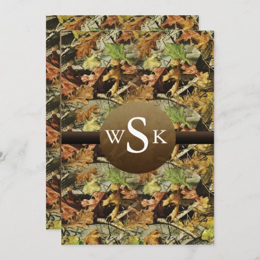Monogram Camouflage Wedding Kaart (Voorkant / Achterkant)