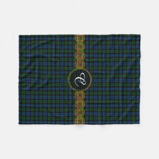 Monogram Campbell Militaire Tartan Fleece Deken (Voorkant (Horizontaal))