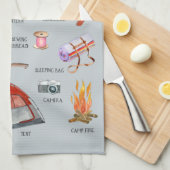 Monogram Camping Guide | Waterverf illustraties Theedoek (Quarter Fold)