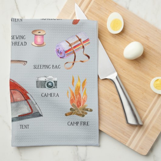 Monogram Camping Guide | Waterverf illustraties  Theedoek (Quarter Fold)