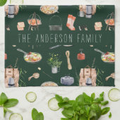 Monogram Camping | Waterverf illustraties Theedoek (Gevouwen)