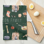 Monogram Camping | Waterverf illustraties Theedoek (Quarter Fold)