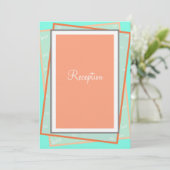 Monogram Cantaloupe Blue Geometric Reception Kaart (Staand voorkant)