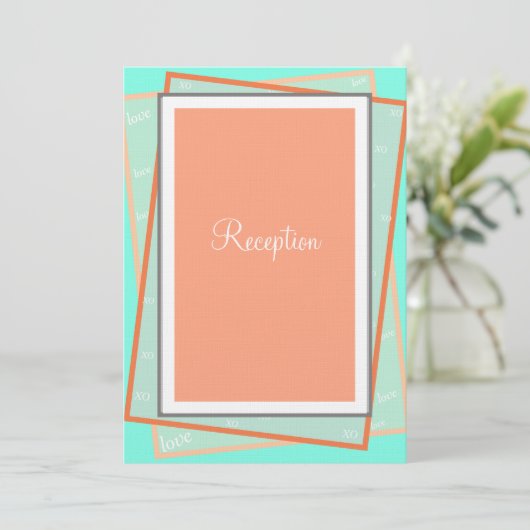 Monogram Cantaloupe Blue Geometric Reception Kaart (Staand voorkant)