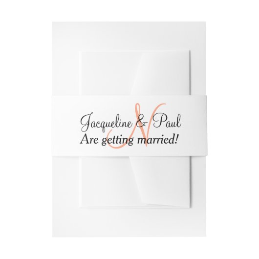 Monogram Cantaloupe Wedding Uitnodigingen Wikkel (Voorkant Voorbeeld)