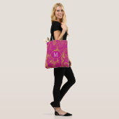 Monogram Canvas tas Goud Glitter Violet Achtergron (Op model)