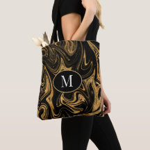 Monogram Canvas tas gouden glitter op zwarte achte