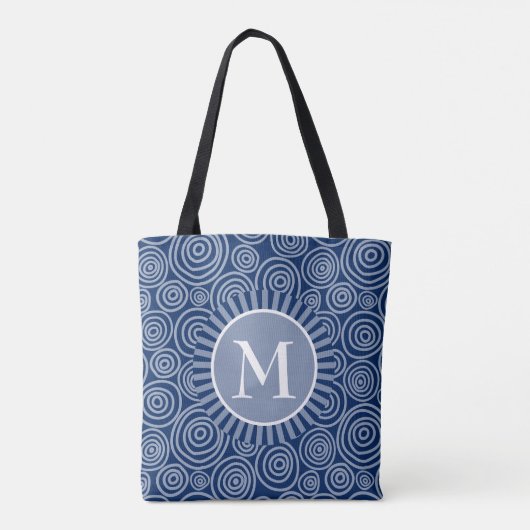 Monogram Canvas tas Navy Blue White Spirals (Achterkant)