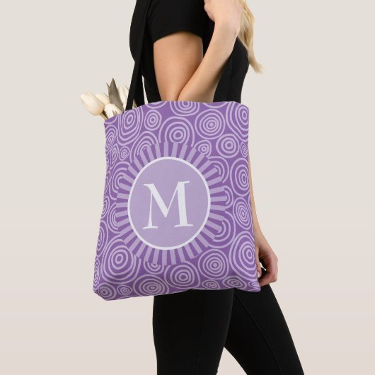 Monogram Canvas tas Paarse Witte Spiralen (Dichtbij)