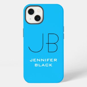 Monogram Capri Blau Minimalistische Moderne Naam iPhone 13 Hoesje