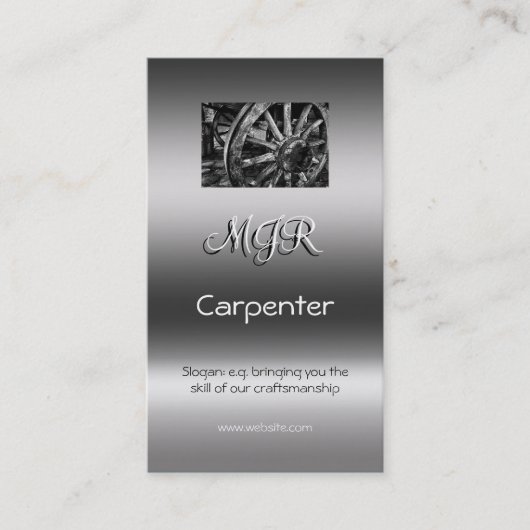 Monogram, Carpenter Business, metallisch effect Visitekaartje (Voorkant)