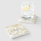 Monogram Carrera Marmer Metallic Gold Glitter Pare Stenen Onderzetter (Zijkant)