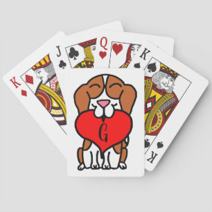 Monogram cartoon glimlachend beagle pokerkaarten
