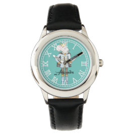 Monogram cartoon Notenkraker Schattige blauw Horloge