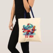 Monogram Cartoon vliegtuigblauw | Tote Bag (Voorkant (product))