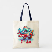 Monogram Cartoon vliegtuigblauw | Tote Bag (Achterkant)