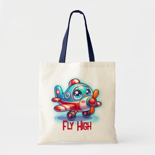 Monogram Cartoon vliegtuigblauw | Tote Bag (Voorkant)