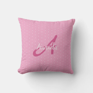 Monogram casual roze kleine Stippen Kussen