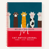 Monogram CAT Klauwen Om Over Na Te Denken Journal  Notitieboek (Voorkant)