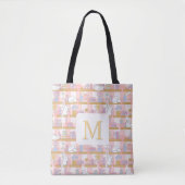 Monogram Cats Library Book Tote Bag Girly Pink (Voorkant)