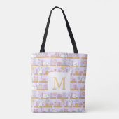 Monogram Cats Library Book Tote Bag Girly Purple (Achterkant)