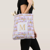 Monogram Cats Library Book Tote Bag Girly Purple (Dichtbij)