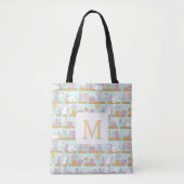 Monogram Cats Library Tote Bag Girly Mint Green (Voorkant)