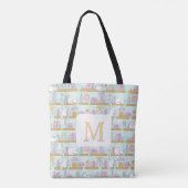 Monogram Cats Library Tote Bag Girly Mint Green (Achterkant)