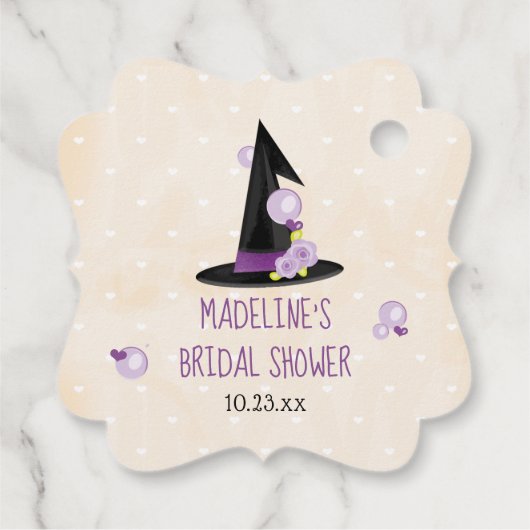 Monogram Cauldron Witch Halloween Dank je Bedankjes Labels (Achterkant)