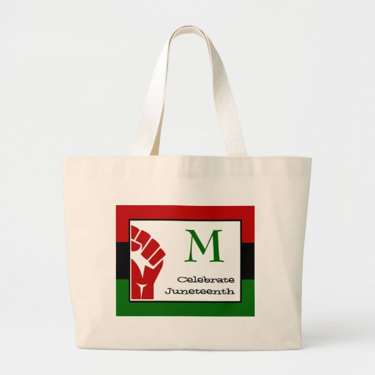 Monogram CELEBRATE | JUNETEENTH | Pan-Afrikaans Grote Tote Bag (Voorkant)