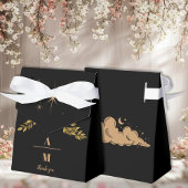 Monogram Celestial Midnight Black Stars Bruiloft Bedankdoosjes