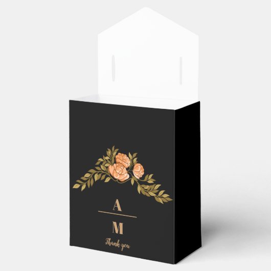 Monogram Celestial Midnight Black Stars Bruiloft Bedankdoosjes (Geopend)