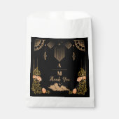 Monogram Celestial Midnight Black Stars Bruiloft Bedankzakje (Voorkant)