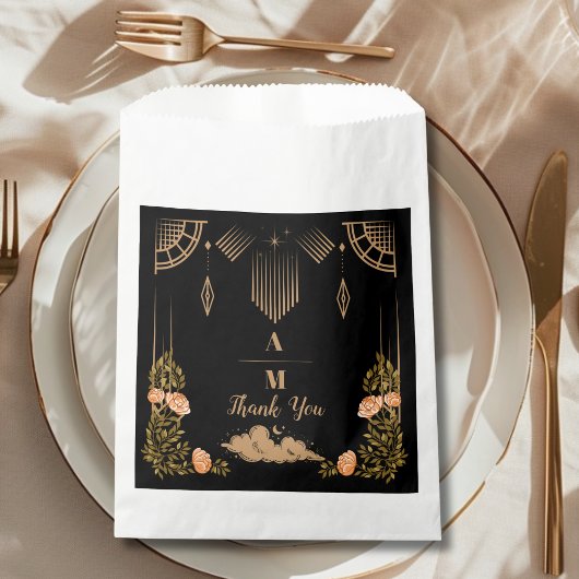 Monogram Celestial Midnight Zwarte Sterren Bruilof Bedankzakje