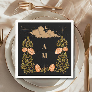 Monogram Celestial Midnight Zwarte Sterren Bruilof Servet