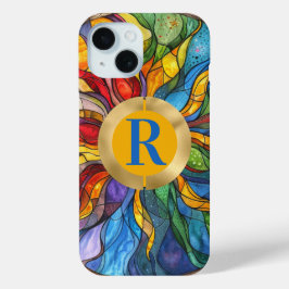 Monogram Celestial Sun Glas in lood iPhone 15 Case