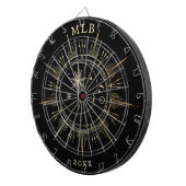 Monogram Celestial Sun Moon Gold Black Year Dartbord (Voorkant Rechts)
