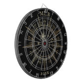 Monogram Celestial Sun Moon Gold Black Year Dartbord (Voorkant Links)