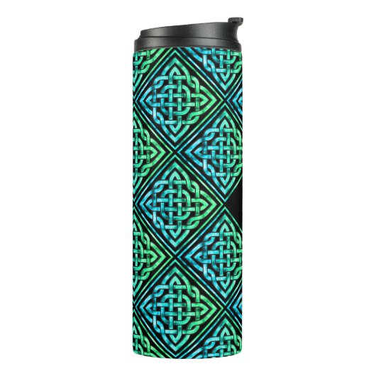 Monogram Celtic Blue Green Tumbler Thermosbeker (Gedraaid links)