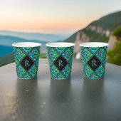 Monogram Celtic Blue Paper Cups Papieren Bekers