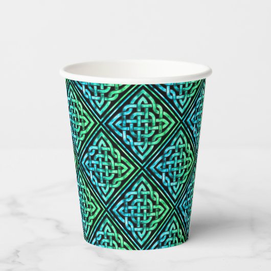 Monogram Celtic Blue Paper Cups Papieren Bekers (Achterkant)
