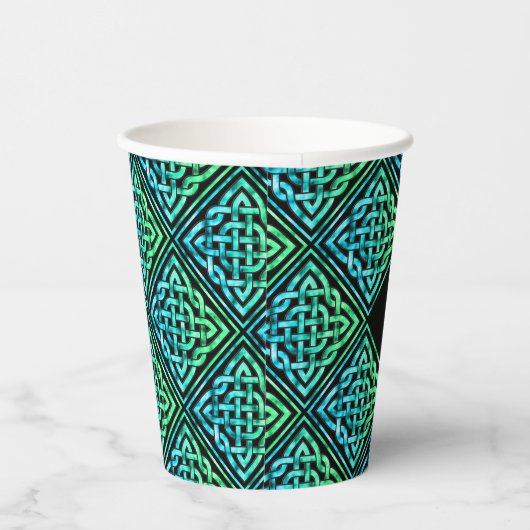Monogram Celtic Blue Paper Cups Papieren Bekers (Rechts)