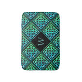 Monogram Celtic Knot Blue Green Bath Mat (Voorkant Verticaal)