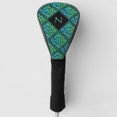 Monogram Celtic Knot Blue Green Golf Driver Hoesje Golfheadcover (Voorkant)