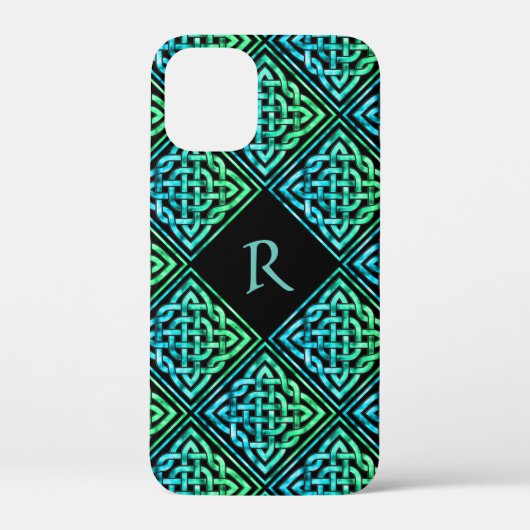 Monogram Celtic Knot Blue Green iPhone 12 Mini Case-Mate iPhone Case (Achterkant)
