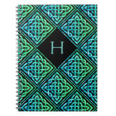 Monogram Celtic Knot Blue Green Pattern Notitieboe Notitieboek (Voorkant)