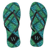 Monogram Celtic Knot Blue Green Teenslippers (Voetbed)