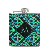 Monogram Celtic Knot Diamond Blue Green Hip Flask Heupfles (Voorkant)